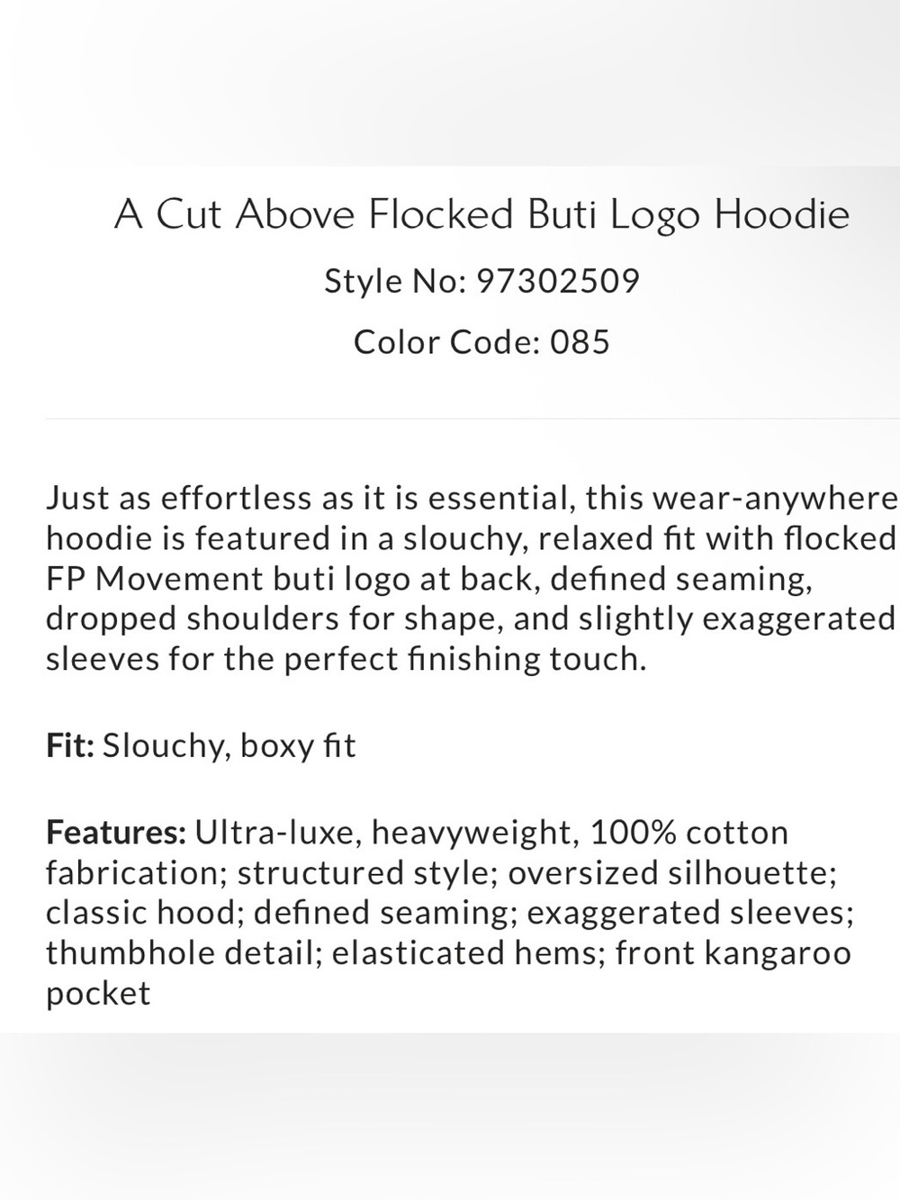 Free People Movement A Cut Above Flocked  Buti Logo Hoodie Size Small NWOT - Picture 4 of 13